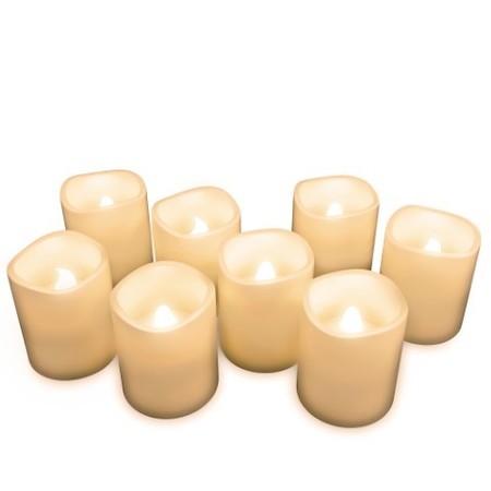 HASTINGS HOME 8-piece Flameless Candle Set, Battery Operated LED Bulb, for Votive Holders, Home, Wedding, Christmas 245926OUC